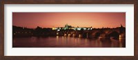 Bridge with a church and castle, Charles Bridge, St. Vitus Cathedral, Hradcany Castle, Prague, Czech Republic Fine Art Print