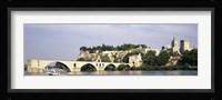 Castle at the waterfront, Pont Saint-Benezet, Palais des Papes, Avignon, Vaucluse, France Fine Art Print