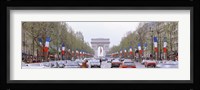 Traffic on a road, Arc De Triomphe, Champs Elysees, Paris, France Fine Art Print