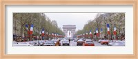 Traffic on a road, Arc De Triomphe, Champs Elysees, Paris, France Fine Art Print