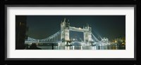Low angle view of a bridge lit up at night, Tower Bridge, London, England Fine Art Print