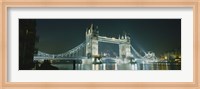 Low angle view of a bridge lit up at night, Tower Bridge, London, England Fine Art Print