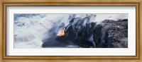 High angle view of lava flowing into the Pacific Ocean, Volcano National Park, Hawaii, USA Fine Art Print