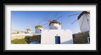 Traditional windmill in a village, Mykonos, Greece Fine Art Print