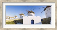Traditional windmill in a village, Mykonos, Greece Fine Art Print