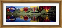 Reflection of hot air balloons in a lake, Snowmass Village, Pitkin County, Colorado, USA Fine Art Print