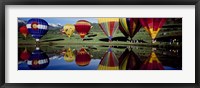 Reflection of hot air balloons in a lake, Snowmass Village, Pitkin County, Colorado, USA Fine Art Print