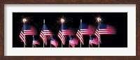 US Flags And Fireworks Fine Art Print