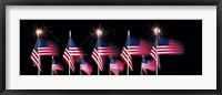 US Flags And Fireworks Fine Art Print