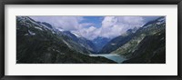 High angle view of a lake surrounded by mountains, Grimsel Pass, Switzerland Fine Art Print
