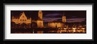 Switzerland, Zurich, Limmat River at night Fine Art Print