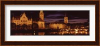 Switzerland, Zurich, Limmat River at night Fine Art Print