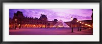 Famous Museum, Sunset, Lit Up At Night, Louvre, Paris, France Fine Art Print