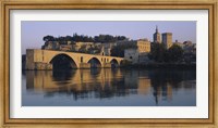 Reflection of a palace on water, Pont Saint-Benezet, Palais Des Papes, Avignon, Provence, France Fine Art Print