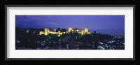 Palace lit up at dusk, Alhambra, Granada, Andalusia, Spain Fine Art Print