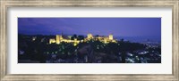 Palace lit up at dusk, Alhambra, Granada, Andalusia, Spain Fine Art Print
