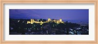 Palace lit up at dusk, Alhambra, Granada, Andalusia, Spain Fine Art Print