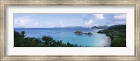 US Virgin Islands, St. John, Trunk Bay, Panoramic view of an island and a beach Fine Art Print