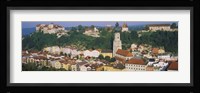 High angle view of buildings in a town, Salzach River, Burghausen, Bavaria, Germany Fine Art Print