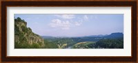 High angle view of a river flowing through a landscape, Elbe River, Elbsandstein Mountains, Saxony, Switzerland, Germany Fine Art Print