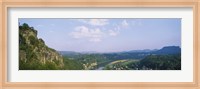 High angle view of a river flowing through a landscape, Elbe River, Elbsandstein Mountains, Saxony, Switzerland, Germany Fine Art Print
