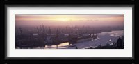 High angle view of container ships in the river, Elbe River, Landungsbrucken, Hamburg Harbour, Hamburg, Germany Fine Art Print
