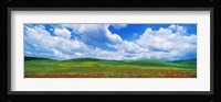 Open Field, Hill, Clouds, Blue Sky, Tuscany, Italy Fine Art Print