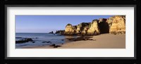 Rock formations on the coast, Algarve, Lagos, Portugal Fine Art Print
