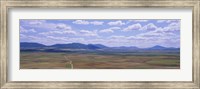 High angle view of a dirt road passing through a landscape, Consuegra, La Mancha, Spain Fine Art Print