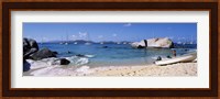 Tourists enjoying on the beach, The Baths, Virgin Gorda, British Virgin Islands Fine Art Print