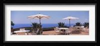 Patio umbrellas in a cafe, Positano, Amalfi Coast, Salerno, Campania, Italy Fine Art Print