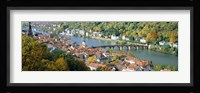 Aerial view of a city at the riverside, Heidelberg, Baden-Wurttemberg, Germany Fine Art Print