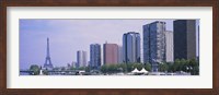 Skyscrapers at the waterfront with a tower in the background, Seine River, Eiffel Tower, Paris, Ile-De-France, France Fine Art Print