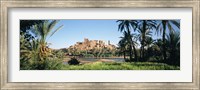 Palm trees with a fortress in the background, Tiffoultoute, Ouarzazate, Marrakesh, Morocco Fine Art Print