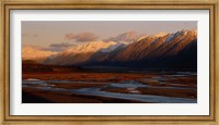 River along mountains, Rakaia River, Canterbury Plains, South Island, New Zealand Fine Art Print