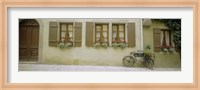 Bicycle outside a house, Rothenburg Ob Der Tauber, Bavaria, Germany Fine Art Print