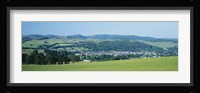 High angle view of a village, Peebles, Tweeddale, Scotland Fine Art Print