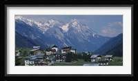 High angle view of a village on a landscape and a mountain range in the background, St. Anton, Austria Fine Art Print