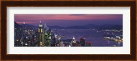 Hong Kong with Pink and Purple Night Sky, China Fine Art Print