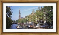 Church along a channel in Amsterdam Netherlands Fine Art Print