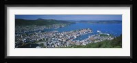 High angle view of a city, Bergen, Hordaland, Norway Fine Art Print