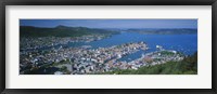 High angle view of a city, Bergen, Hordaland, Norway Fine Art Print
