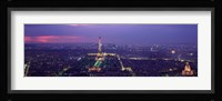 Aerial view of a city at twilight, Eiffel Tower, Paris, Ile-de-France, France Fine Art Print