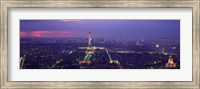 Aerial view of a city at twilight, Eiffel Tower, Paris, Ile-de-France, France Fine Art Print