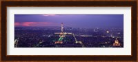 Aerial view of a city at twilight, Eiffel Tower, Paris, Ile-de-France, France Fine Art Print