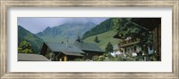 Low angle view of houses on a mountain, Muren, Switzerland Fine Art Print