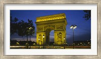 Arc De Triomphe at night, Paris, France Fine Art Print