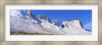 Rock formations on a mountain range, Torres Del Paine National Park, Patagonia, Chile Fine Art Print