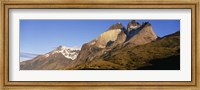 Low angle view of a mountain range, Torres Del Paine National Park, Patagonia, Chile Fine Art Print
