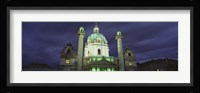 Facade of St. Charles Church at Night, Austria Fine Art Print